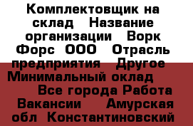 Комплектовщик на склад › Название организации ­ Ворк Форс, ООО › Отрасль предприятия ­ Другое › Минимальный оклад ­ 30 000 - Все города Работа » Вакансии   . Амурская обл.,Константиновский р-н